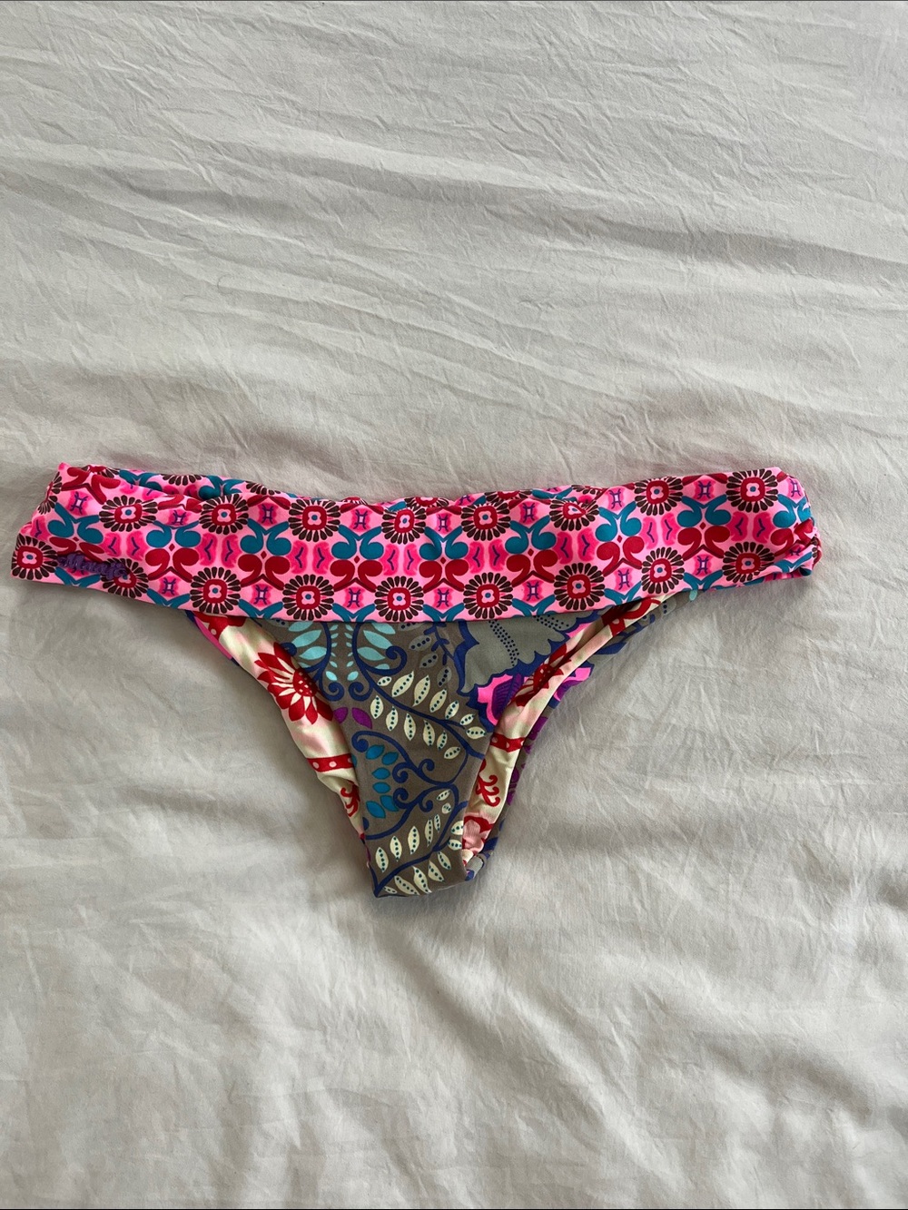 Maaji Pink and Teal Floral Bikini Bottoms